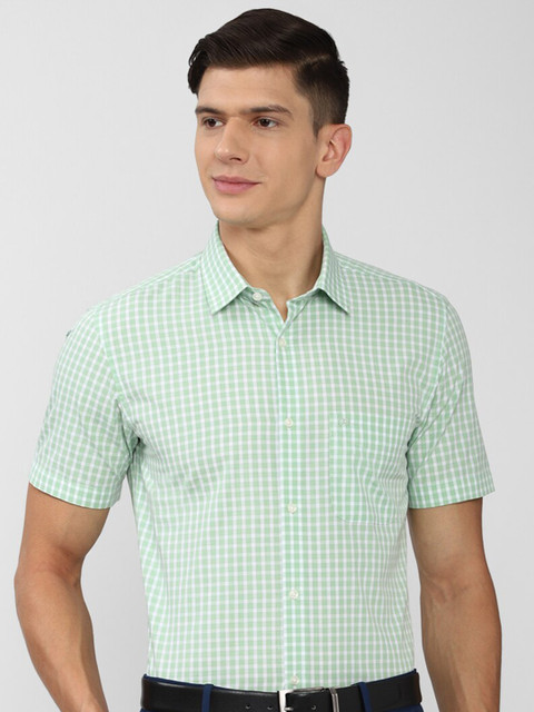 

Peter England Men Green Slim Fit Gingham Checks Checked Formal Shirt