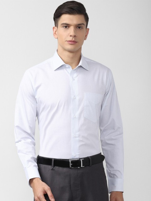 

Van Heusen Men Blue Micro Checked Formal Cotton Shirt