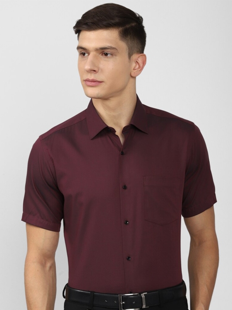 

Van Heusen Men Maroon Solid Cotton Formal Shirt