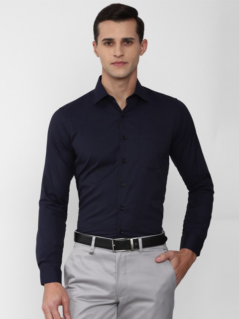 

Van Heusen Men Navy Blue Slim Fit Micro Checks Formal Shirt