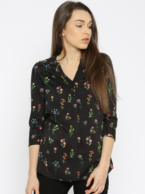 

ONLY Women Black Floral Print Top