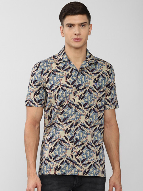 

Van Heusen ACADEMY Men Cream-Coloured Slim Fit Printed Casual Shirt