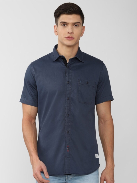 

VAN HEUSEN DENIM LABS Men Navy Blue Slim Fit Casual Shirt