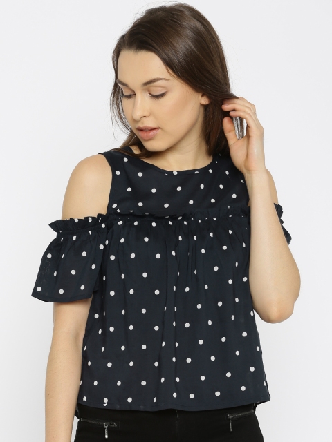 

ONLY Women Navy Printed Top, Navy blue