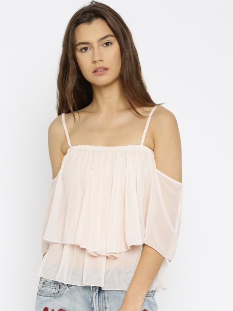 

ONLY Women Peach Solid Bardot Top