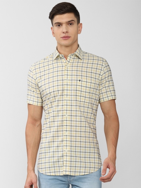 

Van Heusen Sport Men Cream-Coloured Slim Fit Checked Casual Shirt