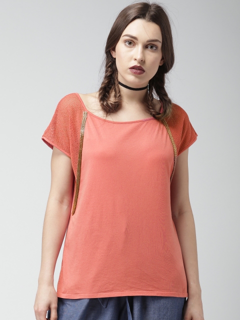 

Love Genration Women Coral Pink Solid Top