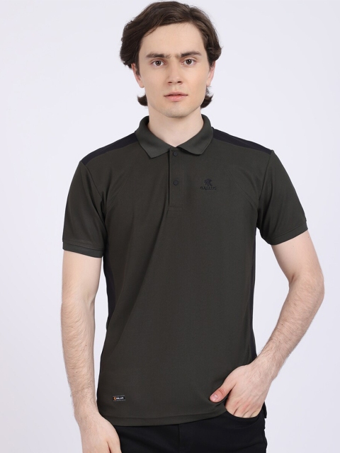 

Gallus Men Olive Green Polo Collar Dri-FIT T-shirt