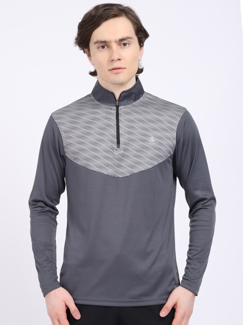 

Gallus Men Grey Melange Mandarin Collar Dri-FIT T-shirt