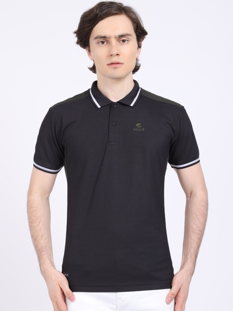 

Gallus Men Black Solid Polo Collar Dri-FIT T-shirt