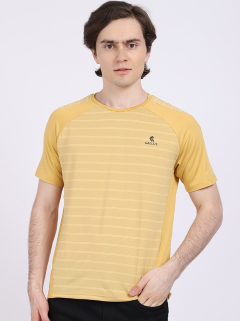 

Gallus Men Yellow Striped Dri-FIT T-shirt
