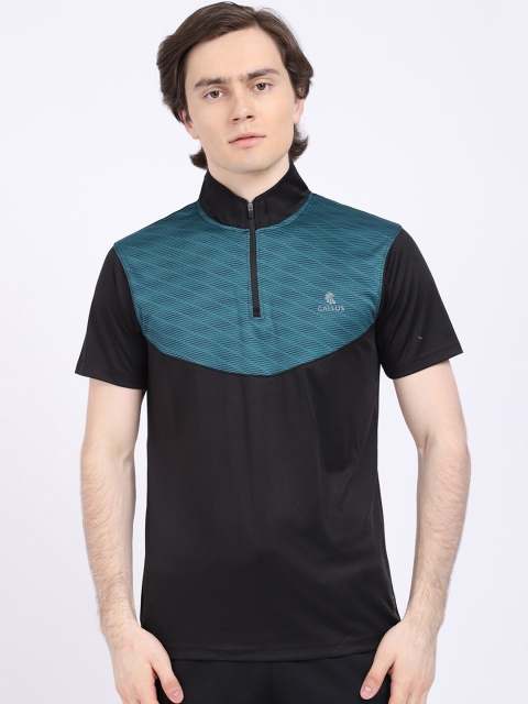 

Gallus Men Turquoise Blue Colourblocked Dri-FIT Sports T-shirt