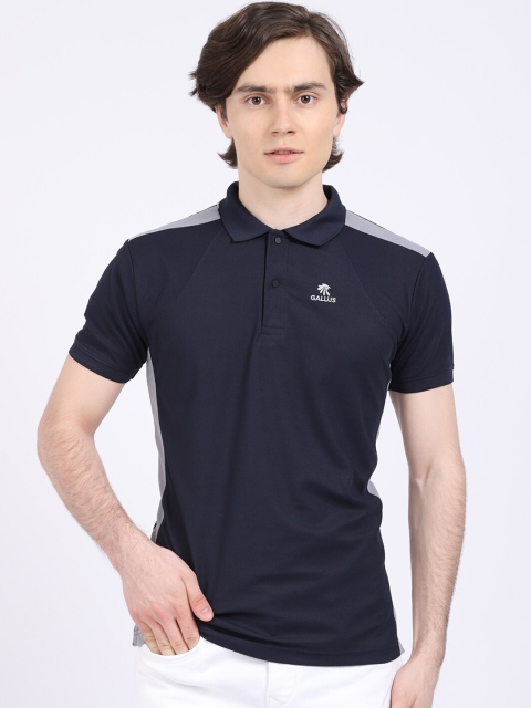 

Gallus Men Navy Blue Solid Polo Collar Dri-FIT T-shirt