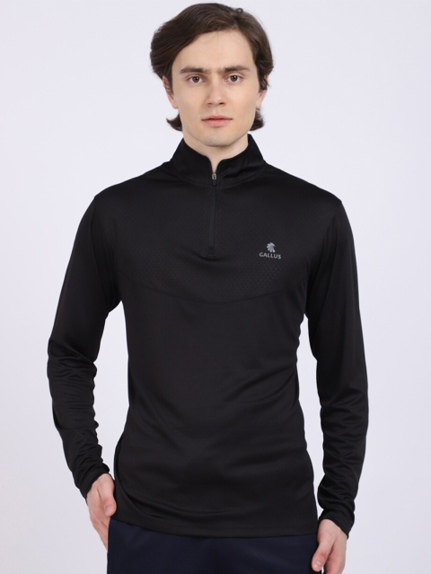 

Gallus Men Black Colourblocked High Neck Dri-FIT T-shirt