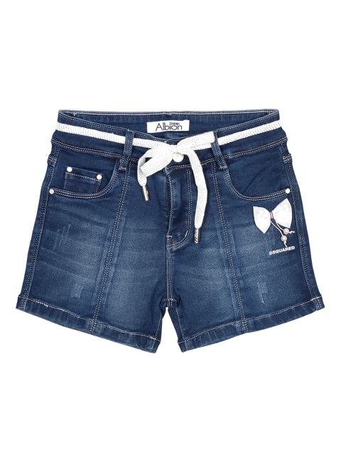 

Albion Girls Blue Washed Slim Fit Denim Shorts