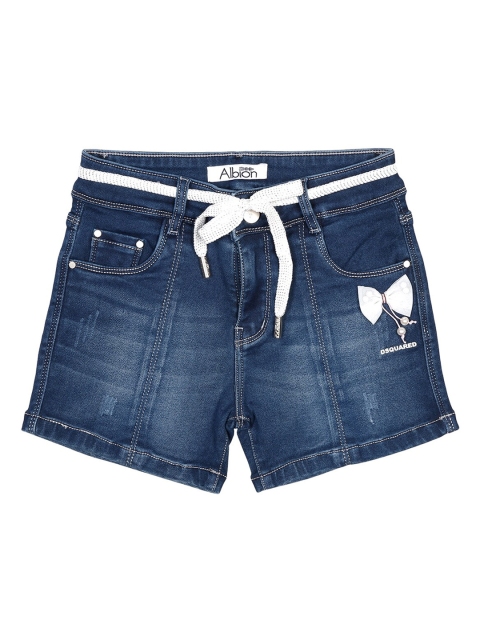 

Albion Girls Blue Washed Slim Fit Denim Shorts