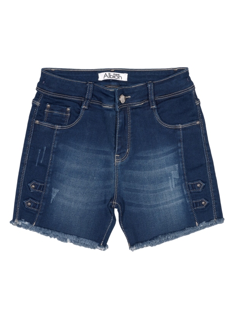 

Albion Girls Blue Washed Slim Fit Denim Shorts