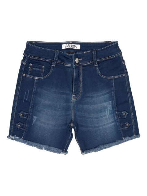 

Albion Girls Blue Washed Slim Fit Denim Shorts