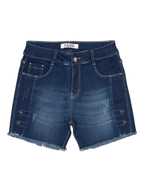 

Albion Girls Blue Washed Slim Fit Denim Shorts