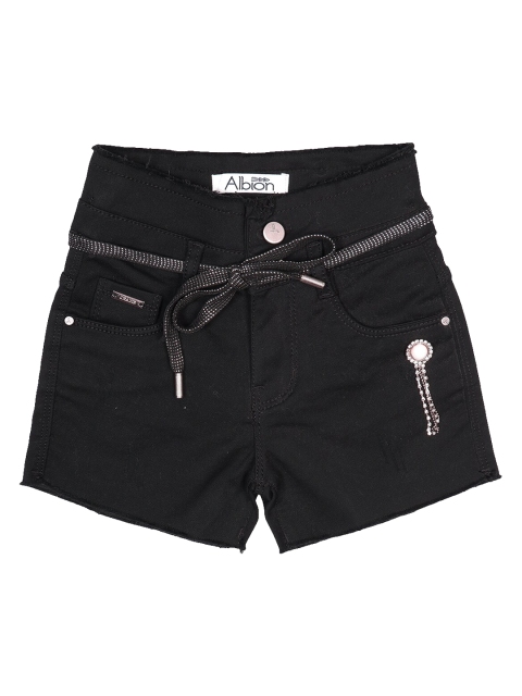 

Albion Girls Black Slim Fit Denim Shorts