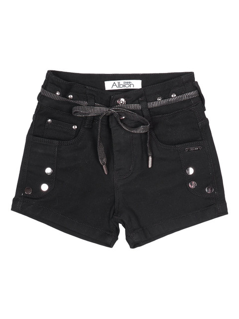 

Albion Girls Black Slim Fit Denim Shorts