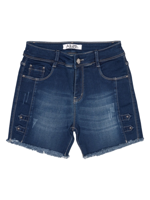 

Albion Girls Blue Washed Slim Fit Denim Shorts