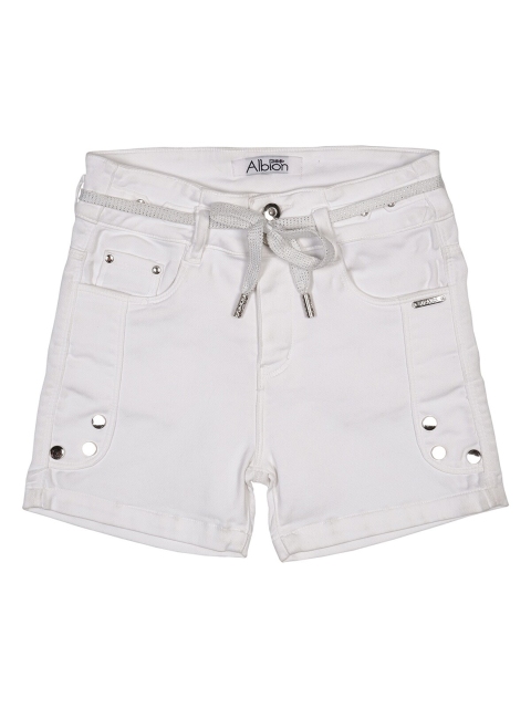 

Albion Girls White Slim Fit Cotton Shorts