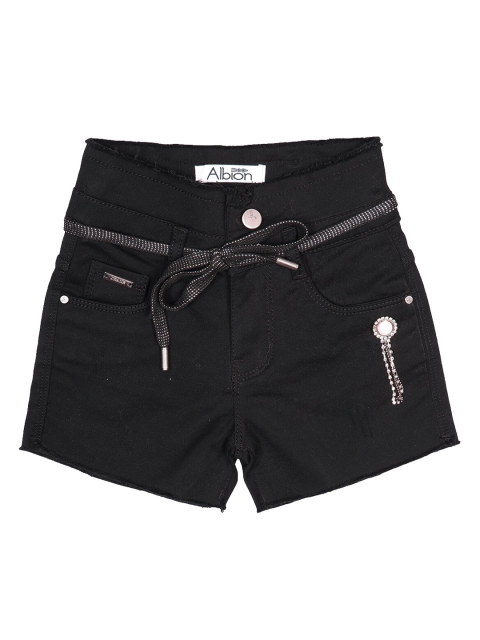 

Albion Girls Black Slim Fit Denim Shorts