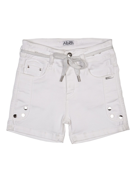 

Albion Girls White Slim Fit Cotton Shorts