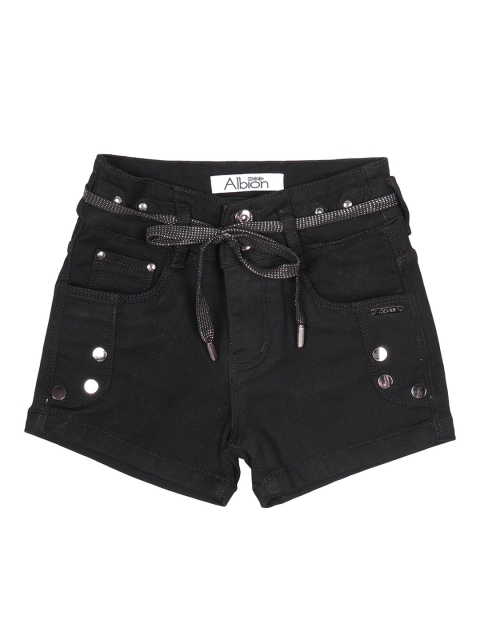 

Albion Girls Black Slim Fit Denim Shorts