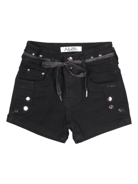 

Albion Girls Black Slim Fit Denim Shorts