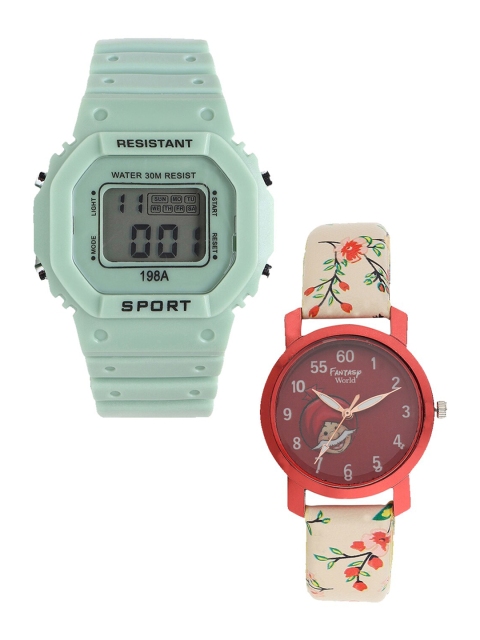 

Fantasy World Unisex Kids Grey Dial & Green Textured Straps Digital Watch FW-198A-GR-012-CH-RD4