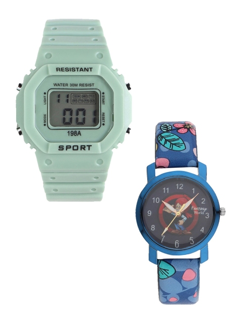 

Fantasy World Unisex Kids Grey Dial & Green Straps Digital Watch FW-198A-GR-013-CH-BL2