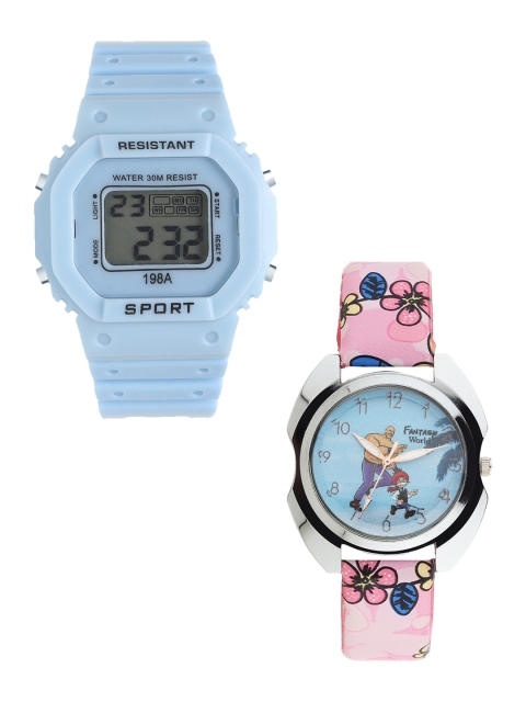 

Fantasy World Unisex Kids Grey Printed Dial & Blue Straps Analogue and Digital Watch FW-198A-BL-017-CH-SL1