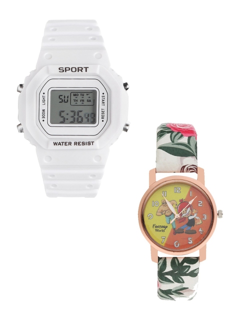 

Fantasy World Unisex Kids Grey Dial & White Textured Straps Digital Watch FW-198A-WH-016-CH-RG4