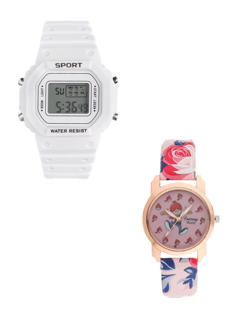 

Fantasy World Unisex Kids Grey Printed Dial & White Straps Digital Watch FW-198A-WH-016-CH-RG2