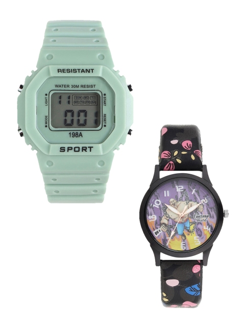 

Fantasy World Unisex Kids Grey Dial & Green Straps Digital Watch FW-198A-GR-014-CH-BK1