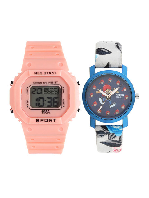

Fantasy World Unisex Kids Grey Dial & Orange Bracelet Style Straps Analogue and Digital Watch
