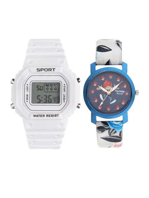 

Fantasy World Unisex Kids Grey Printed Dial & White Bracelet Style Straps Analogue Watch