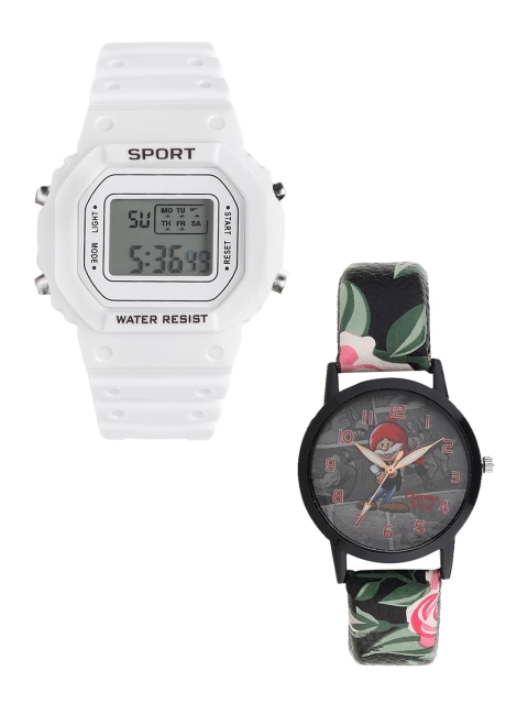

Fantasy World Unisex Kids Grey Dial & White Straps Digital Watch FW-198A-WH-014-CH-BK2