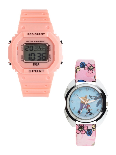 

Fantasy World Unisex Kids Grey Printed Dial & Orange Straps Analogue and Digital Watch