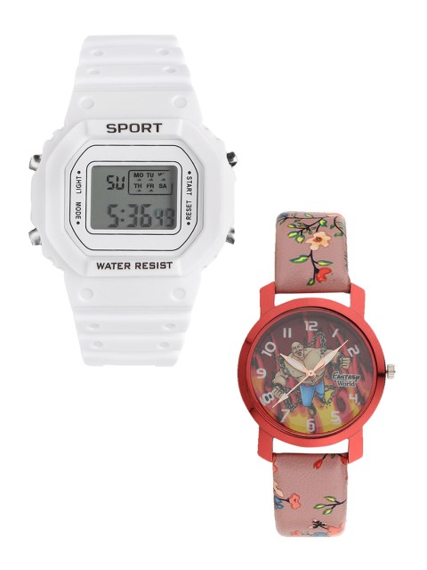 

Fantasy World Unisex Kids Grey Printed Dial & White Straps Digital Watch FW-198A-WH-012-CH-RD1