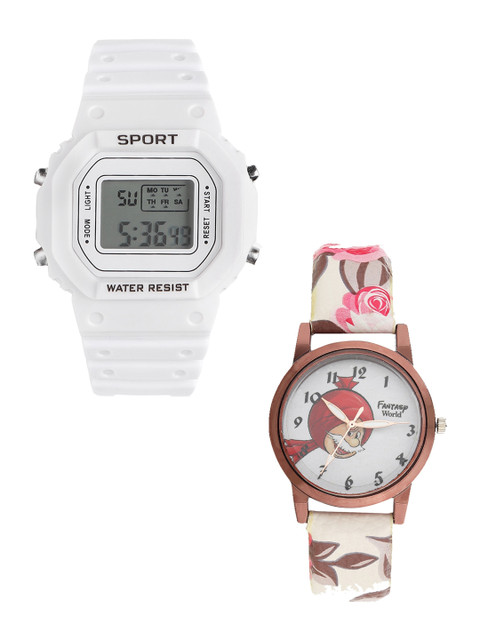 

Fantasy World Unisex Kids Grey Printed Dial & White Straps Digital Watch FW-198A-WH-018-CH-CP2