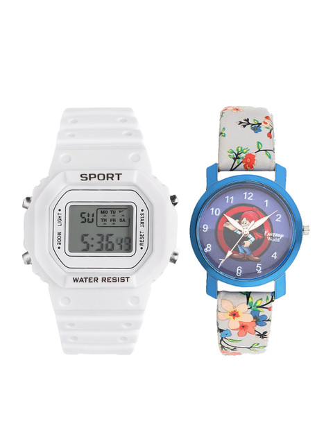 

Fantasy World Unisex Kids Grey Printed Dial & White Straps Digital Watch FW-198A-WH-013-CH-BL1