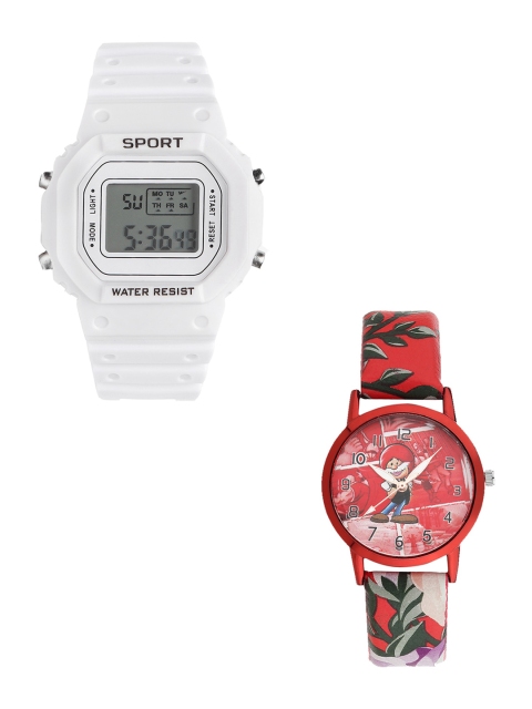 

Fantasy World Unisex Kids Grey Dial & White Bracelet Style Straps Analogue and Digital Watch