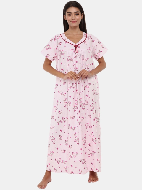 

V-Mart White Printed Pure Cotton Maxi Nightdress