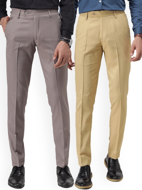 

Vandnam Fabrics Men Beige Smart Slim Fit Trousers