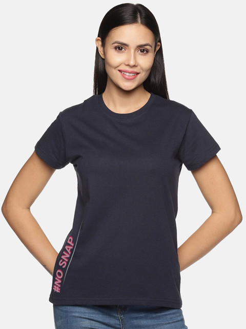 

BEVERLY BLUES Women Navy Blue Applique T-shirt