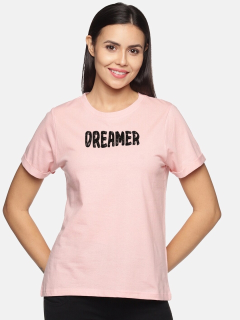 

BEVERLY BLUES Women Peach-Coloured Typography T-shirt