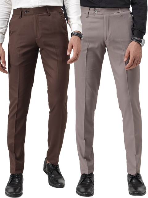 

Vandnam Fabrics Men Brown Smart Slim Fit Trousers